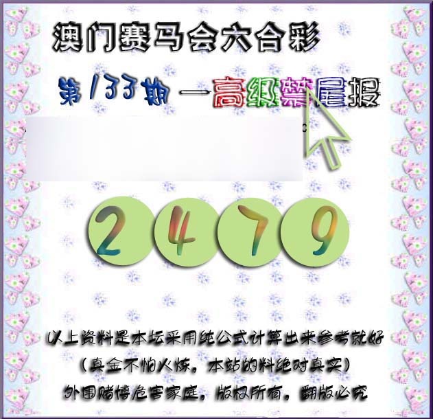 133期赛马会高级禁尾报[图]