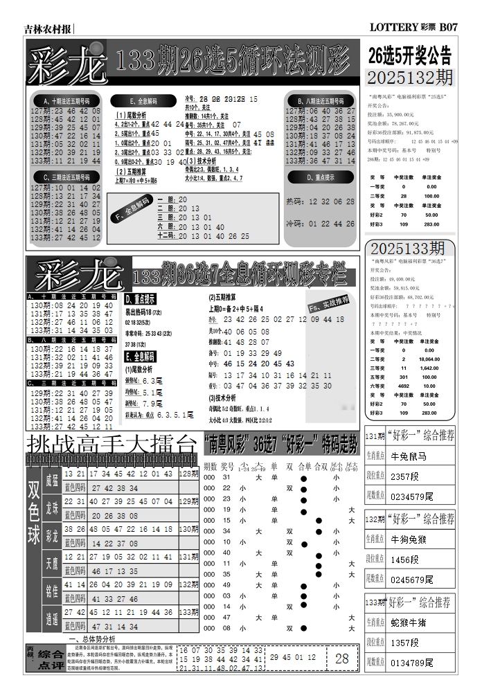 133期七星彩图(高清)D[图]